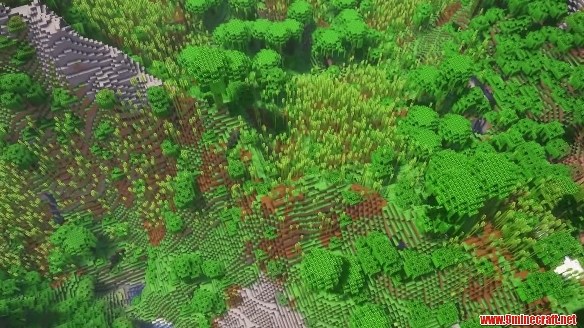 Green and Orange terrain in Minecraft seed 69427224099666958