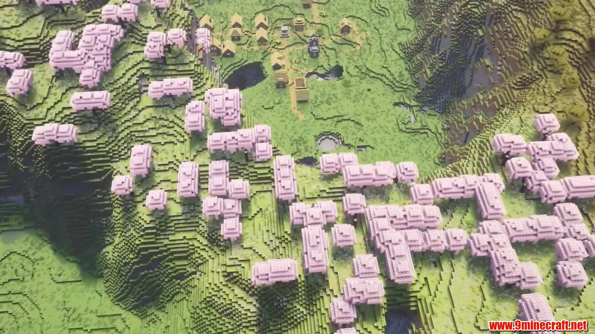 Cherry Village in Minecraft seed 69420122993885935