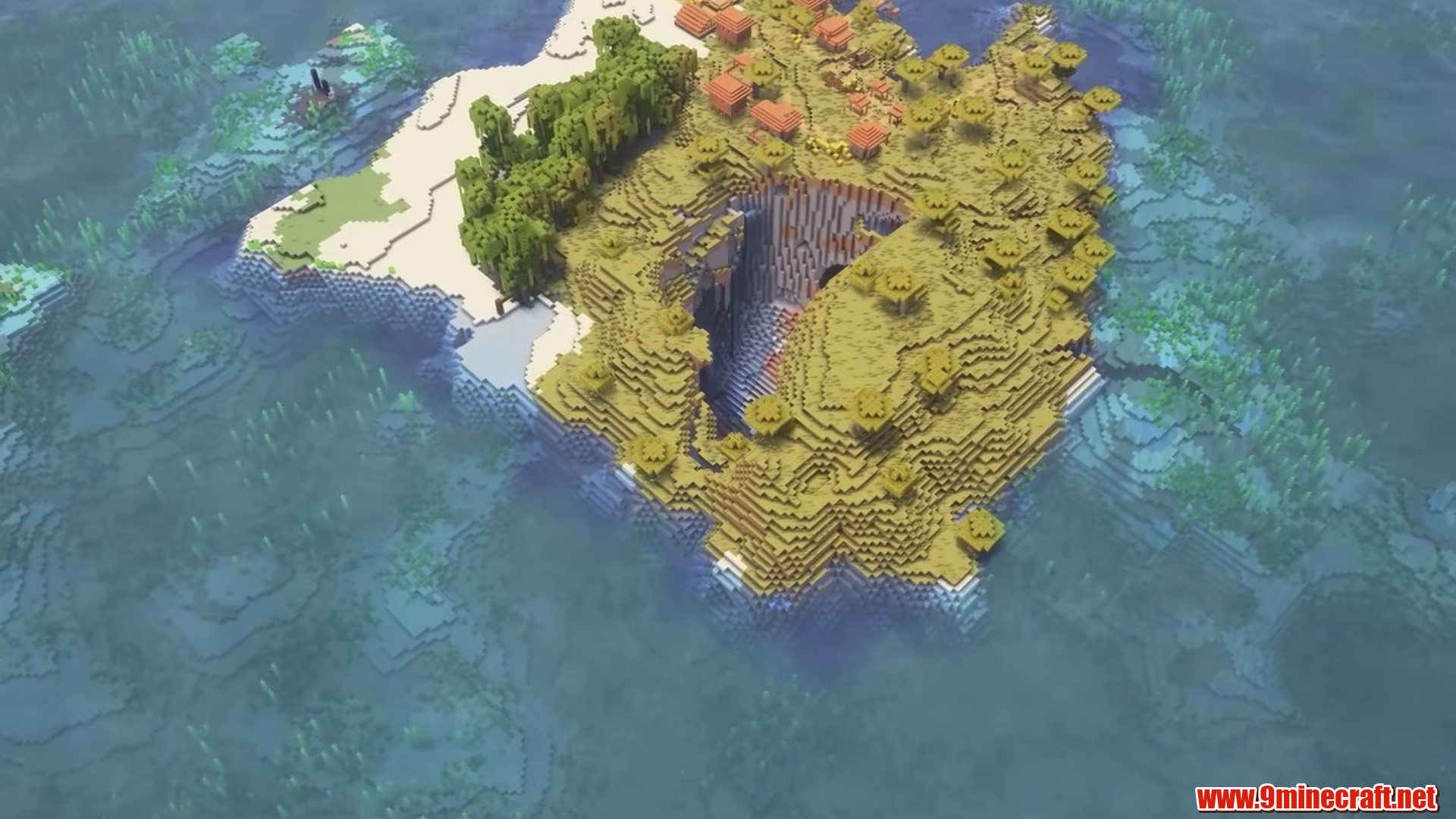 The Cave Island in Minecraft seed 6942694816850363590