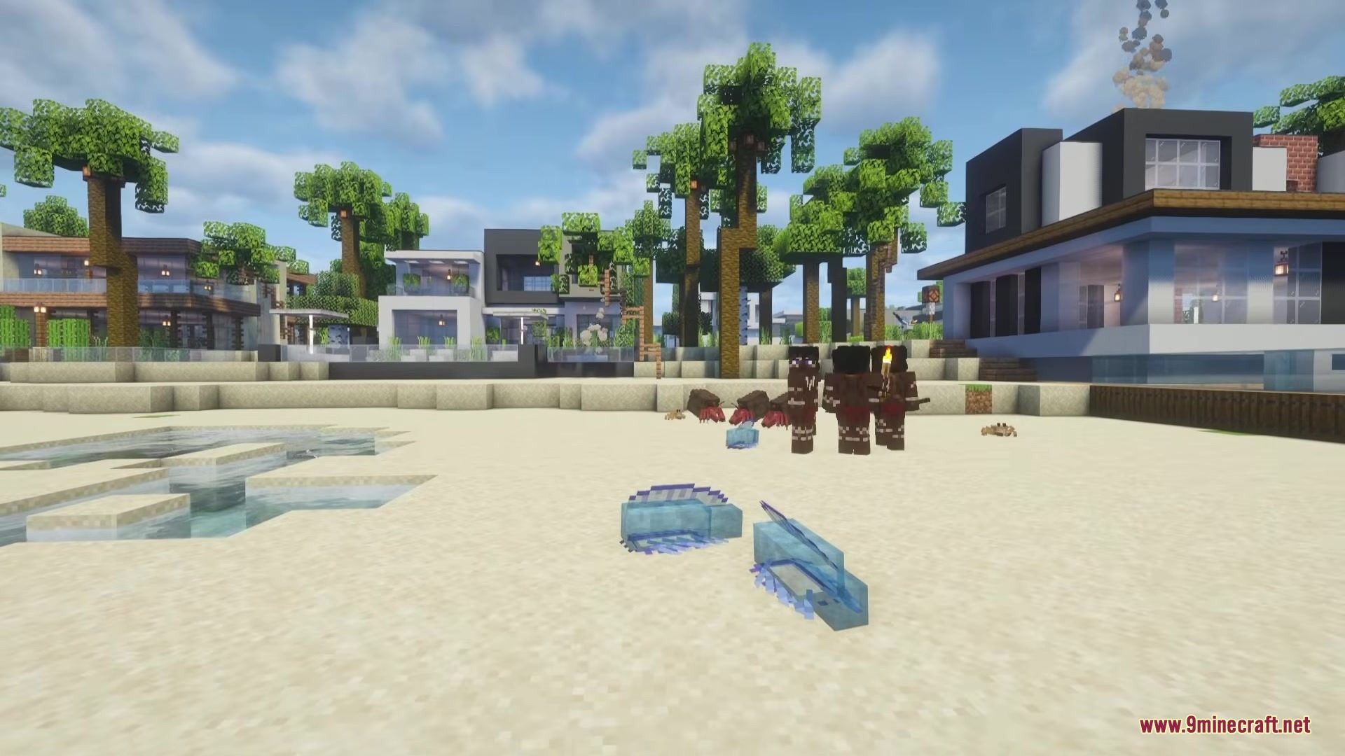 Better Beach Biomes Mod features tribal mobs and trash on the sand