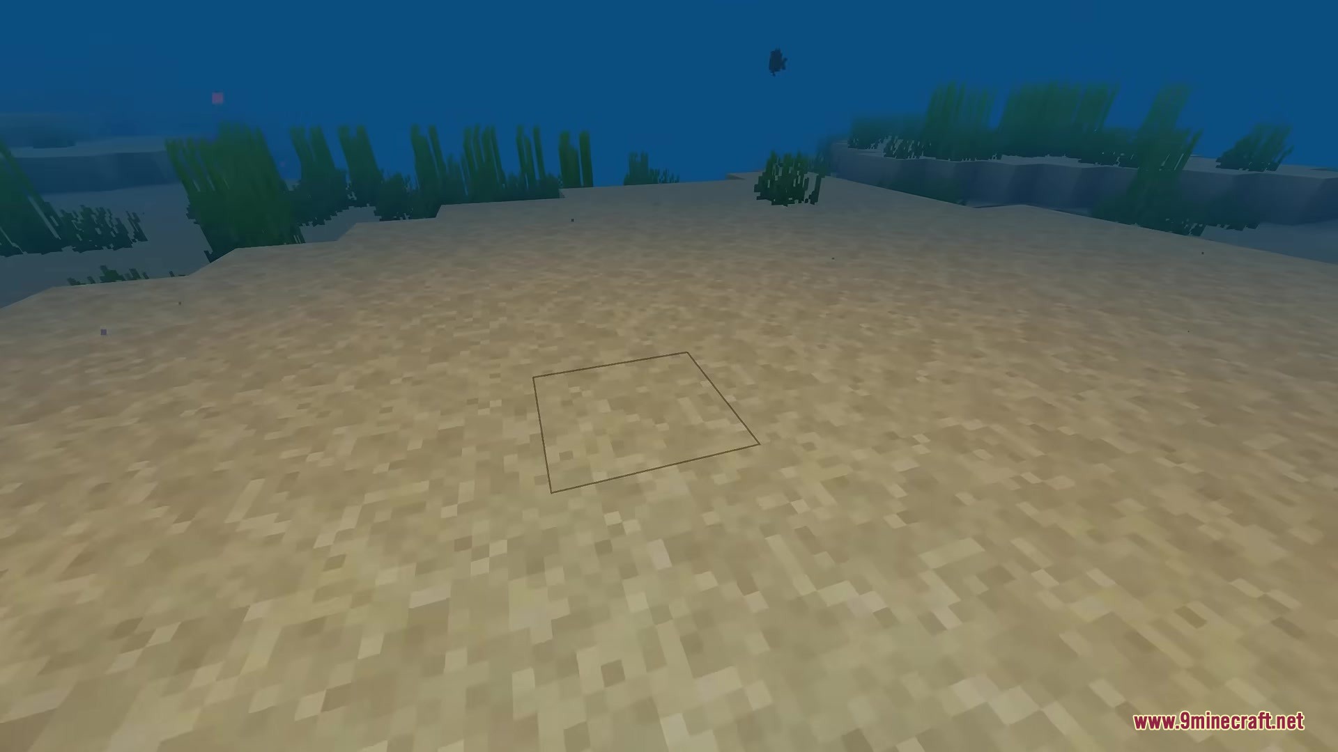 Better Diminishing Tools Resource Pack Screenshot 8 An underwater view of a sandy seabed with patches of green seagrass