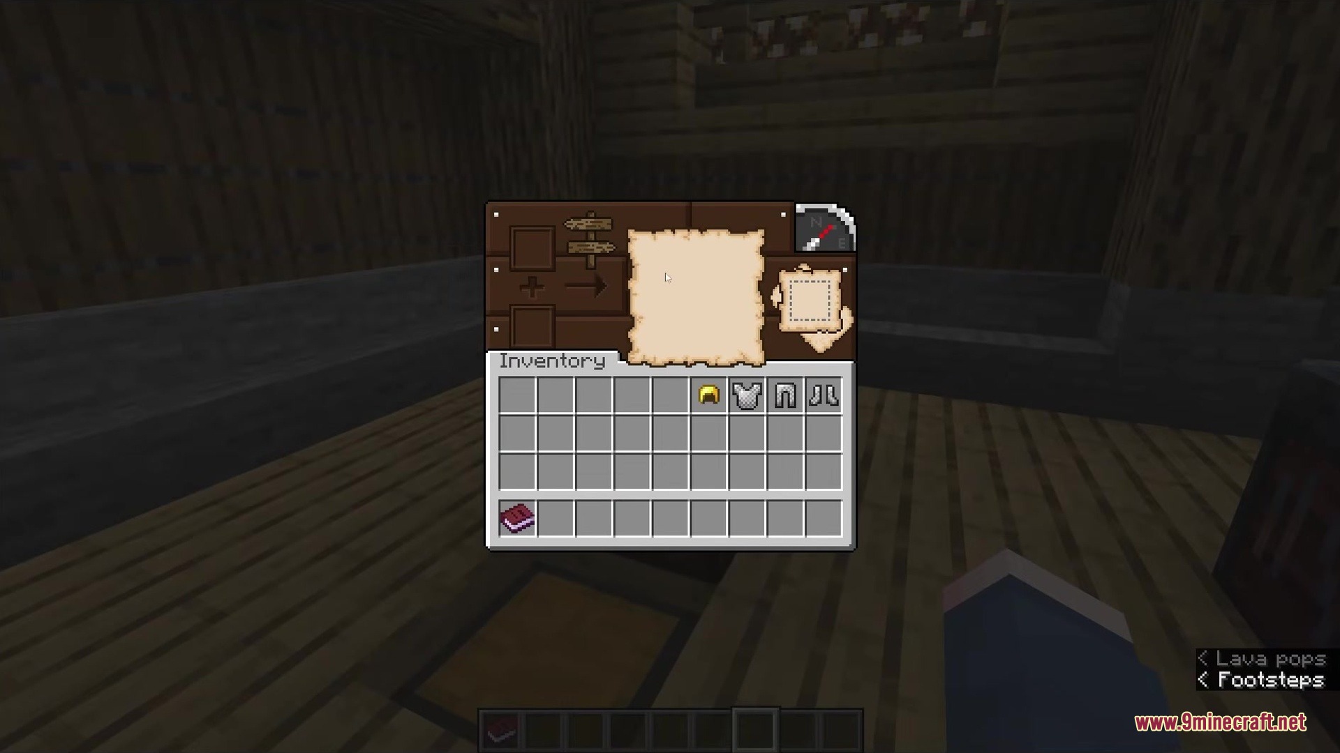 A custom cartography table interface featuring a parchment paper theme