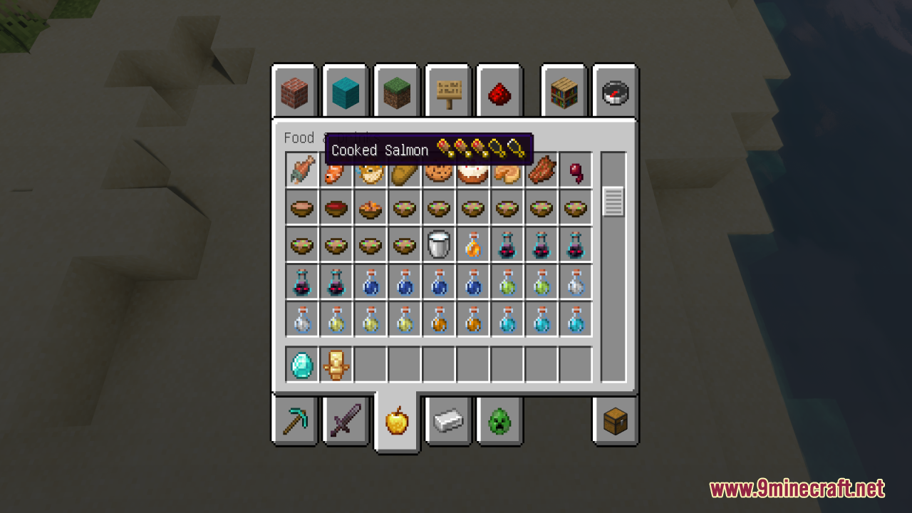 Better Minecraft Vanilla Items and Textures Resource Pack Screenshot 9 Better Minecraft Vanilla Items pack shows hunger values on food item tooltips