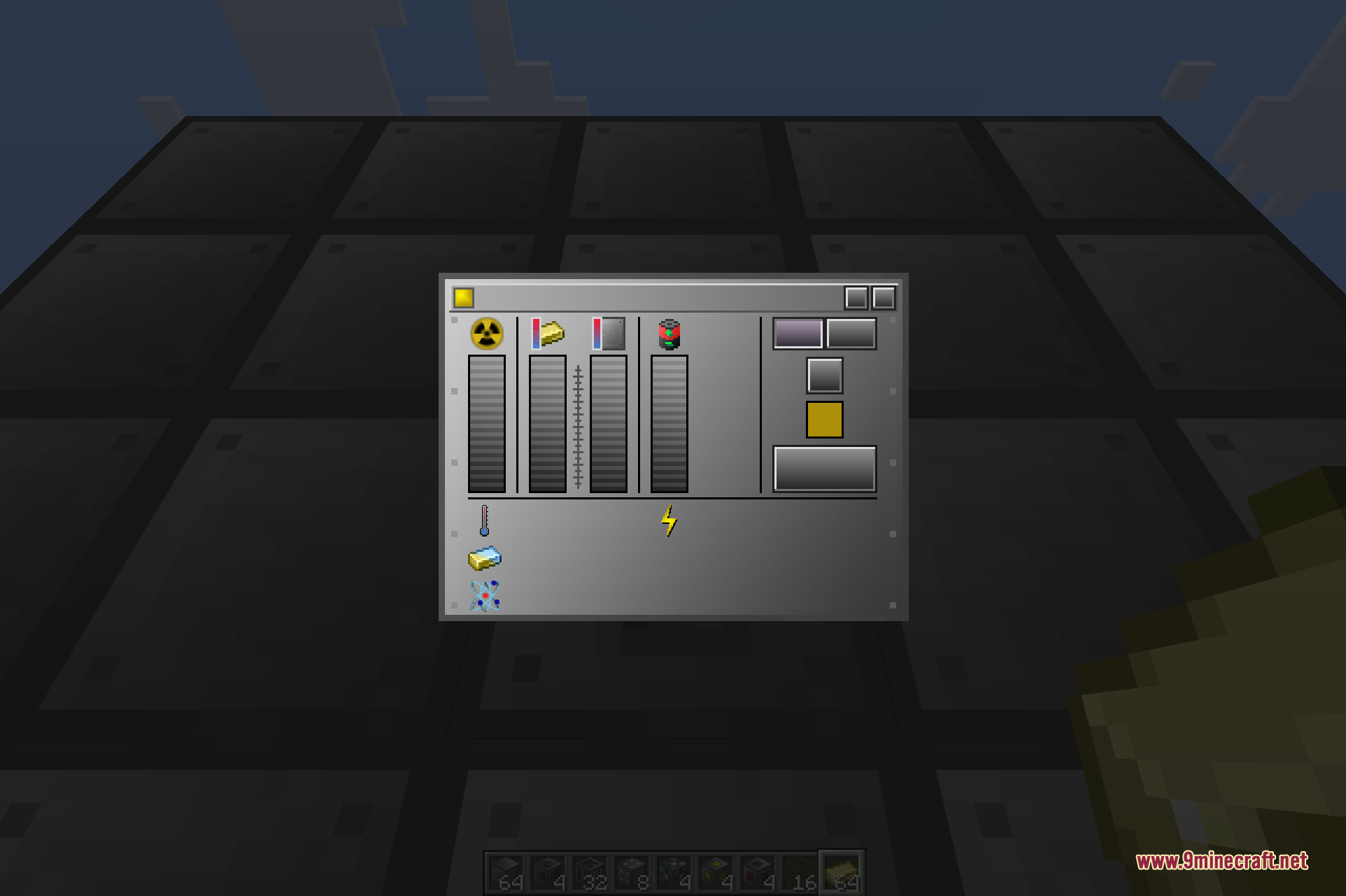 The Reactor Controller interface, with the fuel, heat, and internal energy-buffer gauges used to monitor the Reactor and adjust its control rods.