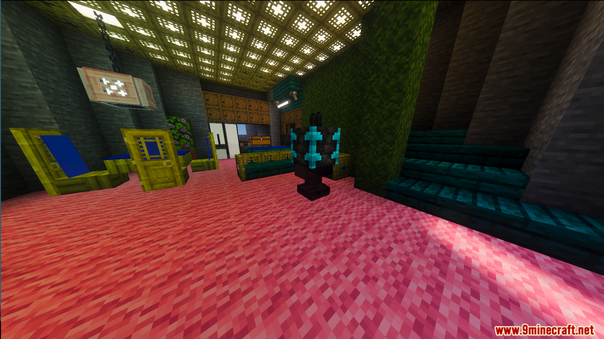 Bikini Bottom of Spongebob Squarepants by Jstcreations Map Screenshot 5 Fully decorated interior of a character home with pink carpet and teal stairs