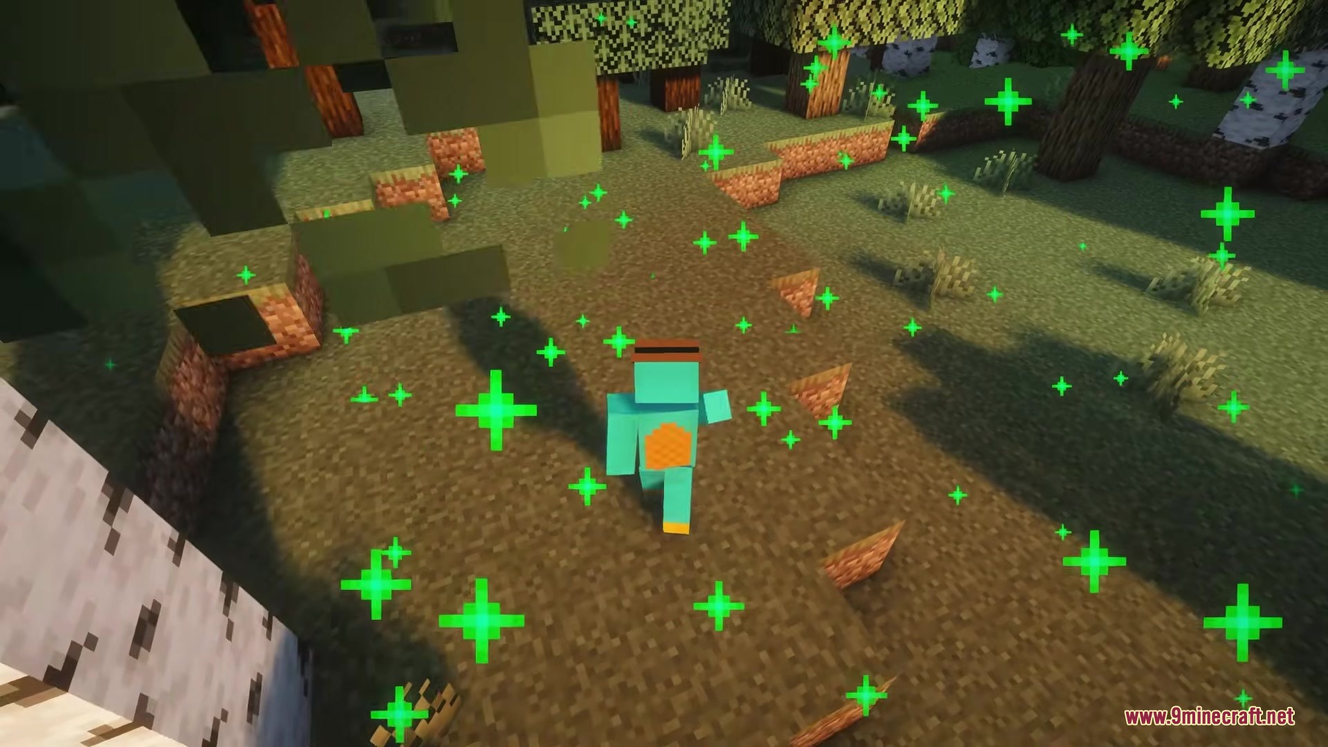 Biome Blends Mod Screenshot 6 Green star particles appear as the player uses a biome blend item