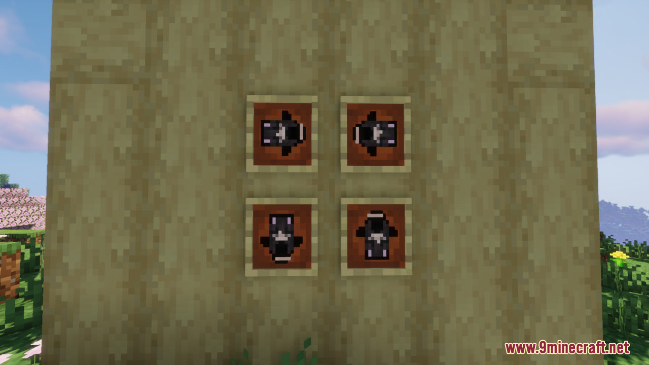 Four Black Girlfriend Totem of Undying items displayed in wooden item frames