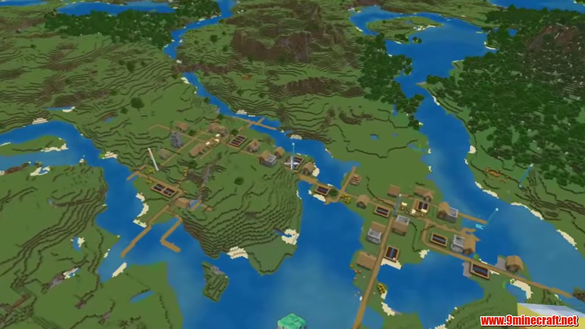 Five Blacksmiths and Rare Structures in Minecraft seed 7380594968846866145