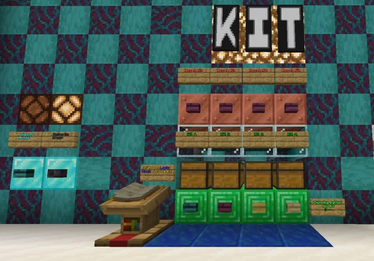 BladeX Pvp Practice Map Screenshot 1 Kit selection wall in BladeX PvP Practice Map with various gear options
