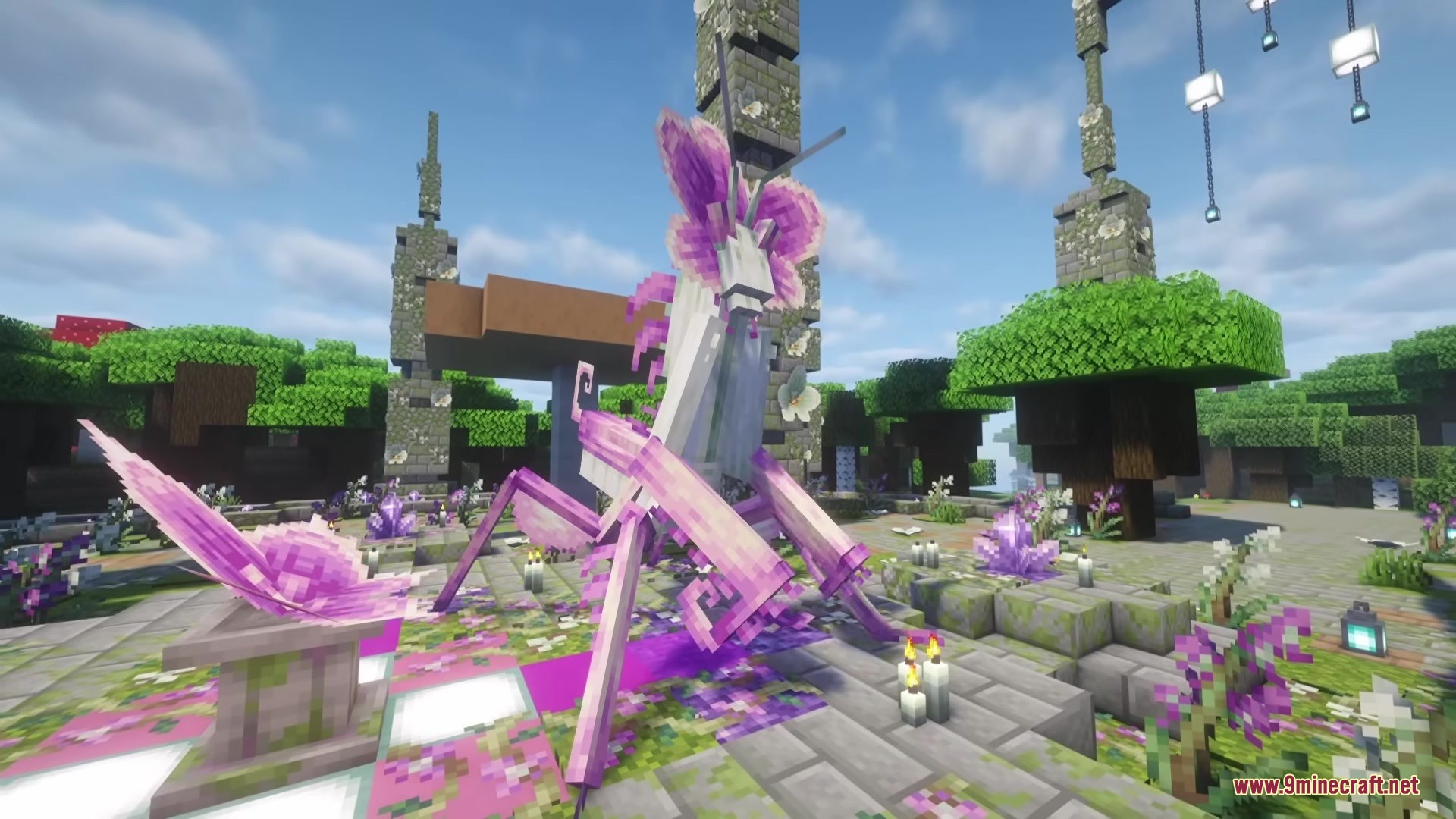 Bosses Oddities Mod Screenshot 4 The giant Queen of Orchid boss standing in a stone forest shrine