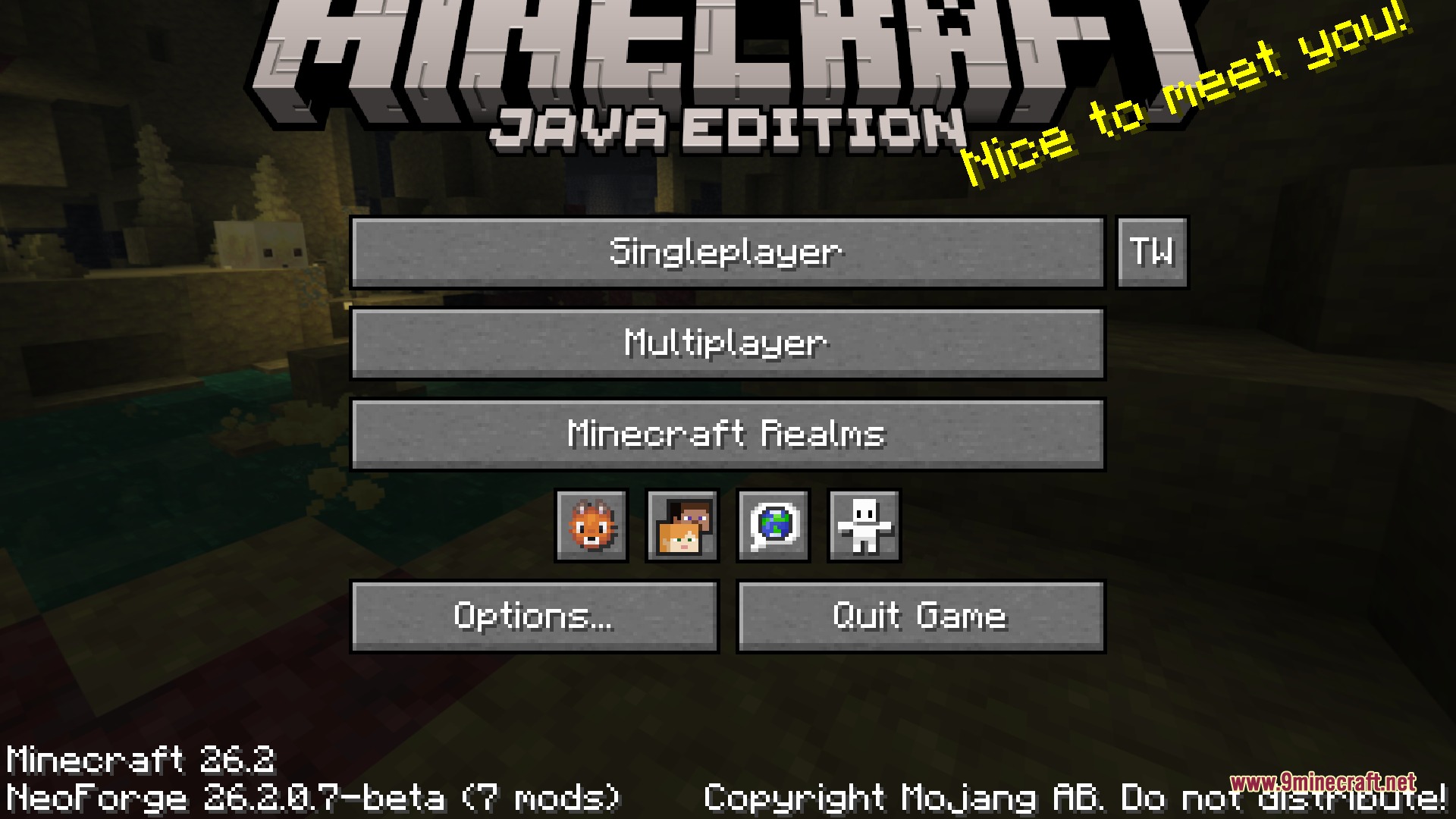 The Bountiful 9minecraft Mod loaded and running, shown on the game's title screen where the mod count confirms it is installed and active.