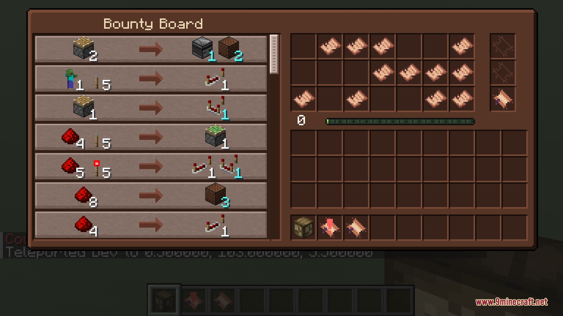 A Bounty Board showing a hunting bounty, with a live preview of the target creature displayed next to the objective.