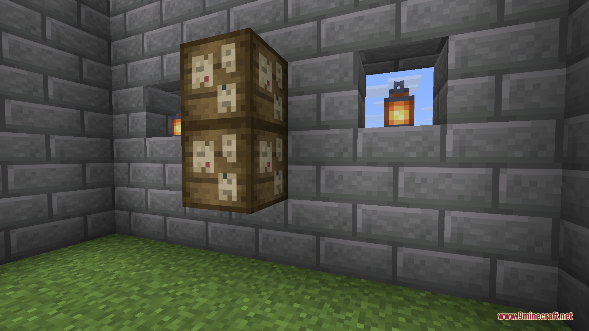 A close look at the Bounty Board block, its wooden frame pinned with the parchment notes that represent available bounties.