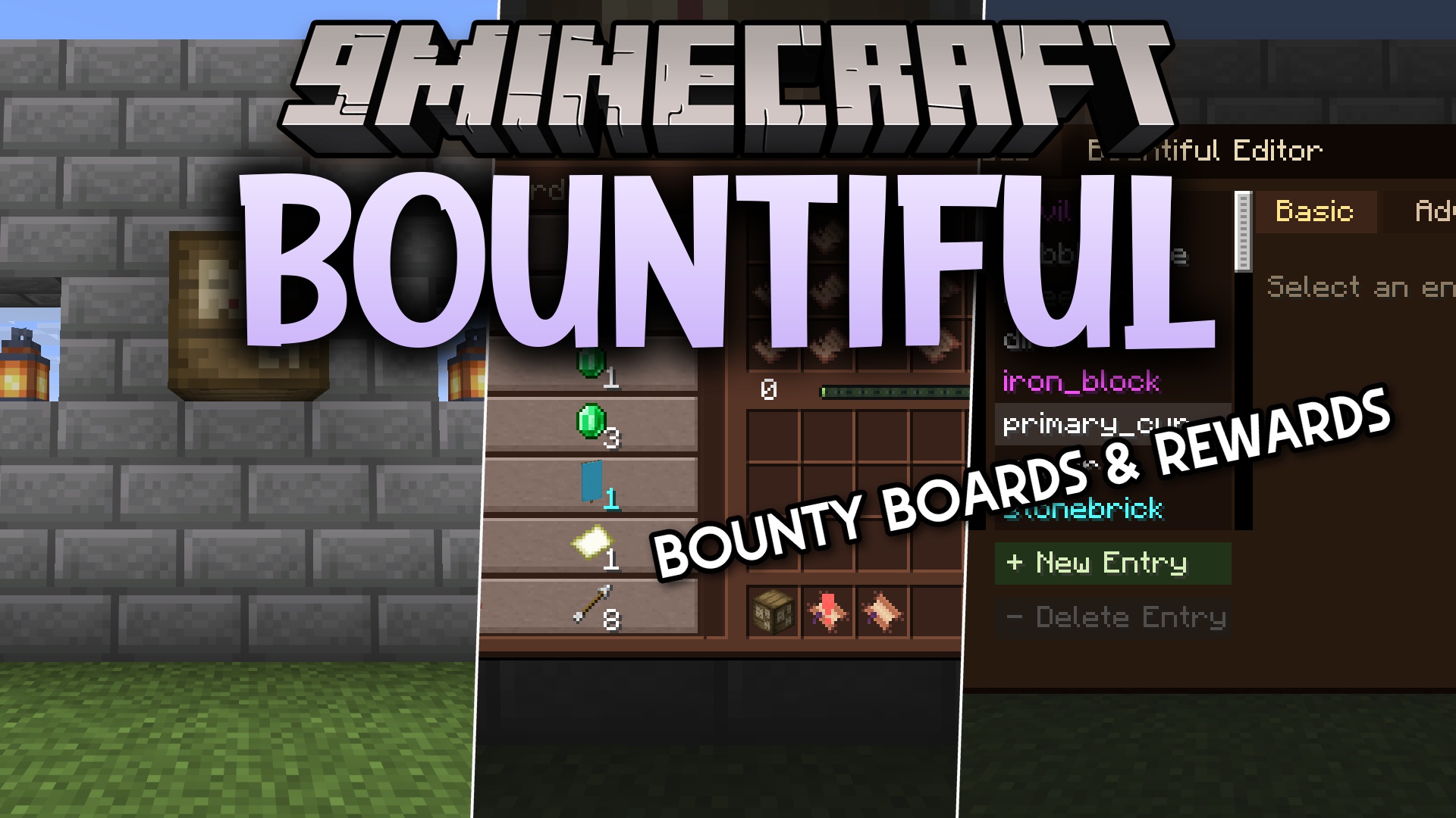 Bountiful adds Bounty Boards - a job and quest system that gives players a steady stream of objectives and rewards. Place a Bounty Board, apply Decrees to set which kinds of jobs it offers, then take bounties, complete their objectives, and turn them in for items, experience and currency. Reputation, discounts, timers, a huge variety of objectives and a full in-game Editor make it a lightweight, data-driven economy.
