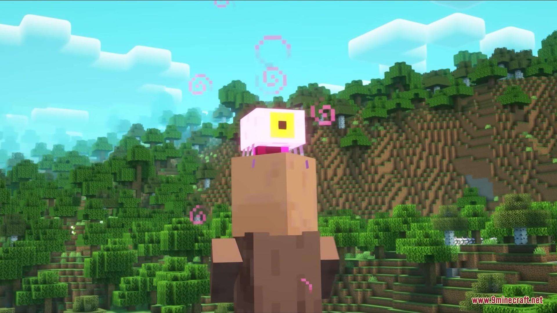 Brainium Mod Screenshot 3 Brainium Mod parasite attaches to a villager in a forest biome