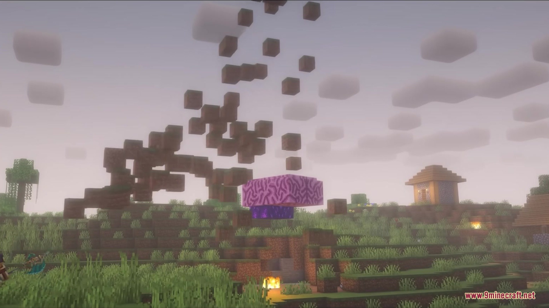 Brainium Mod Screenshot 9 Floating purple blocks and rising debris mark the arrival of an alien parasite