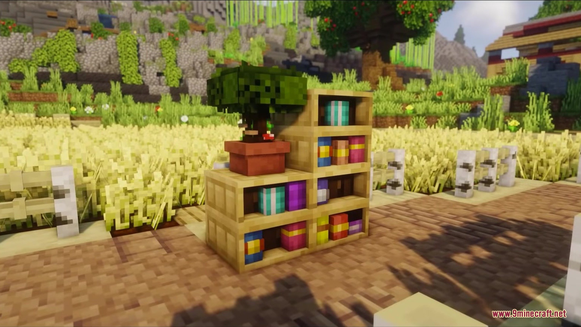 Bray's World a Vanilla Experience Resource Pack Screenshot 4 Detailed 3D models from Brays World resource pack in a wheat field