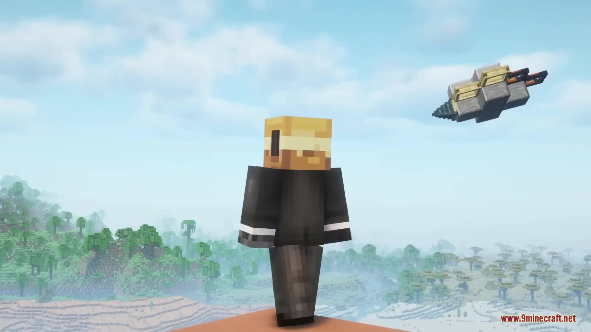 Buddy Drones Mod Screenshot 4 A custom flying drone with a drill bit hovers near the player