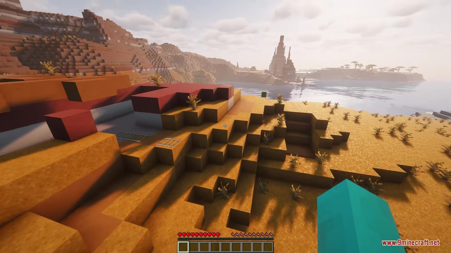 Camera Overhaul by Mirsario Mod Screenshot 2 Looking at a desert temple across the water with a tilted perspective