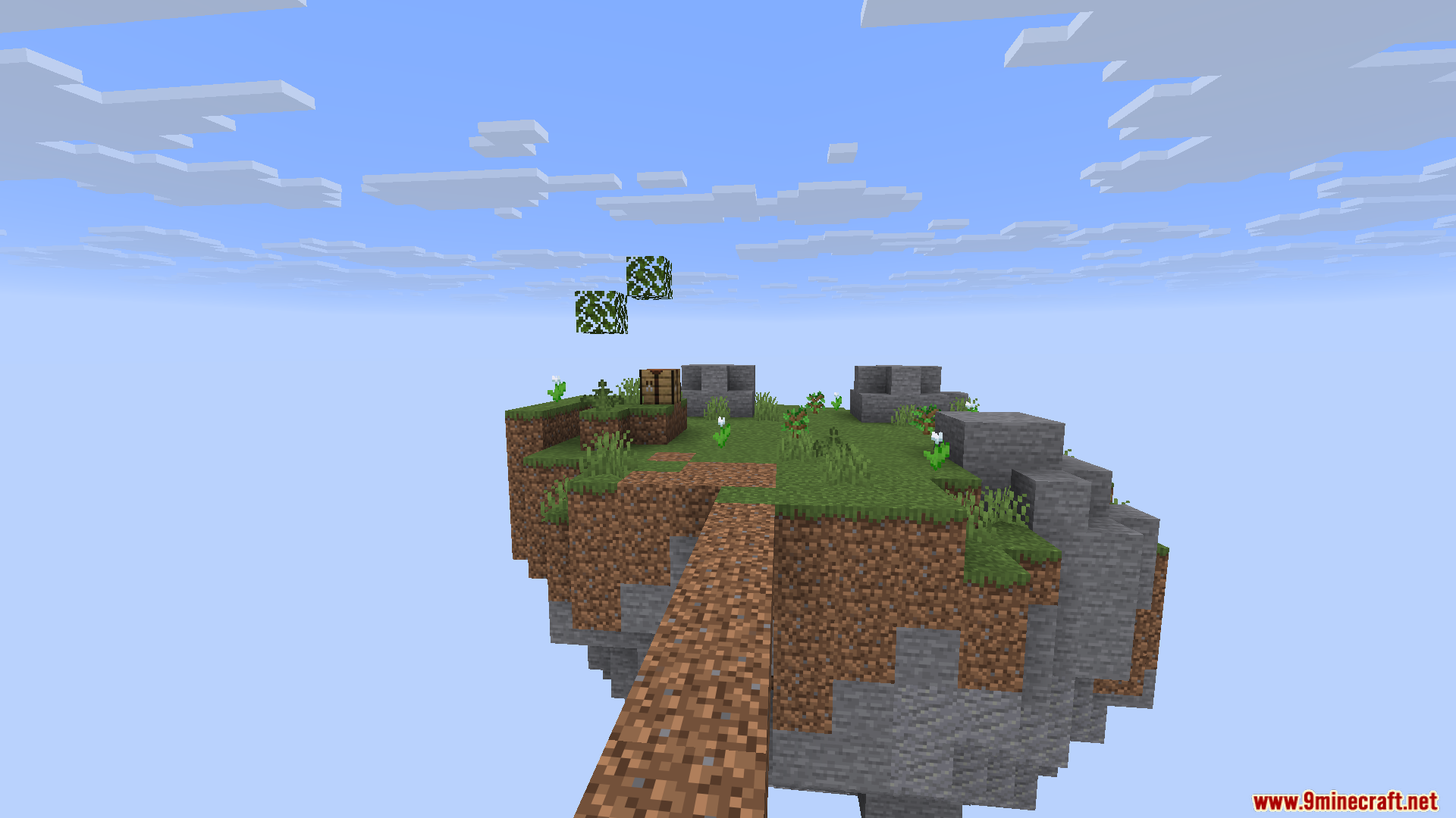 Catharsis Mod Screenshot 10 A floating island with a chest and a dirt bridge in the sky