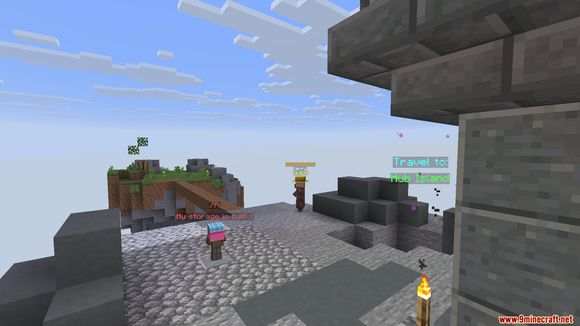 Catharsis Mod Screenshot 7 Player standing on a floating island near a portal to Hub Island