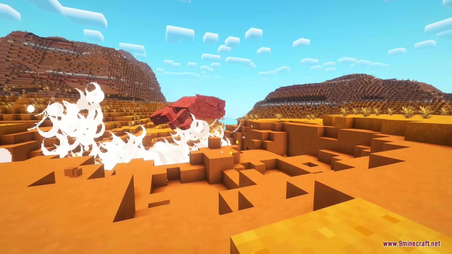 Catzilla Mod Screenshot 4 Burning form cat monster unleashes a massive shockwave attack in the desert