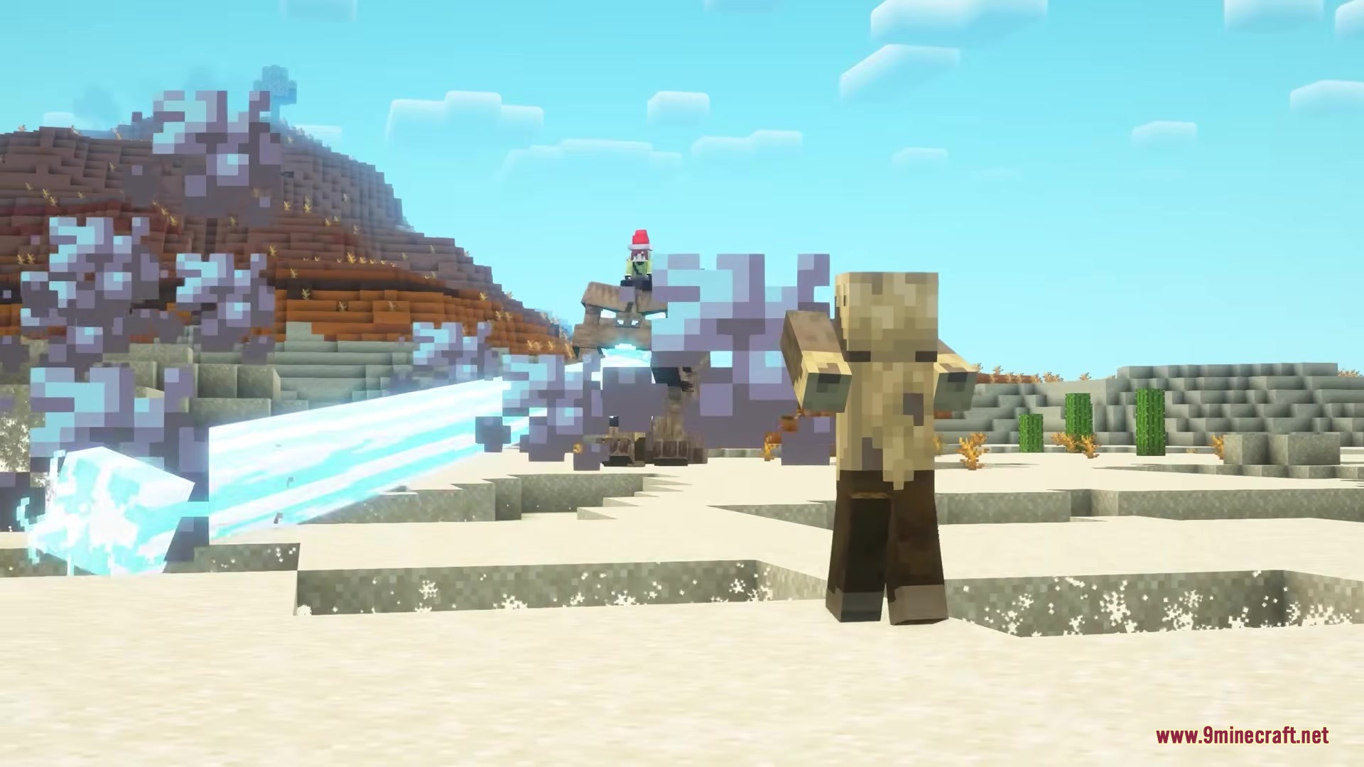 Catzilla Mod Screenshot 9 A giant cat monster fires a blue atomic breath beam at a husk