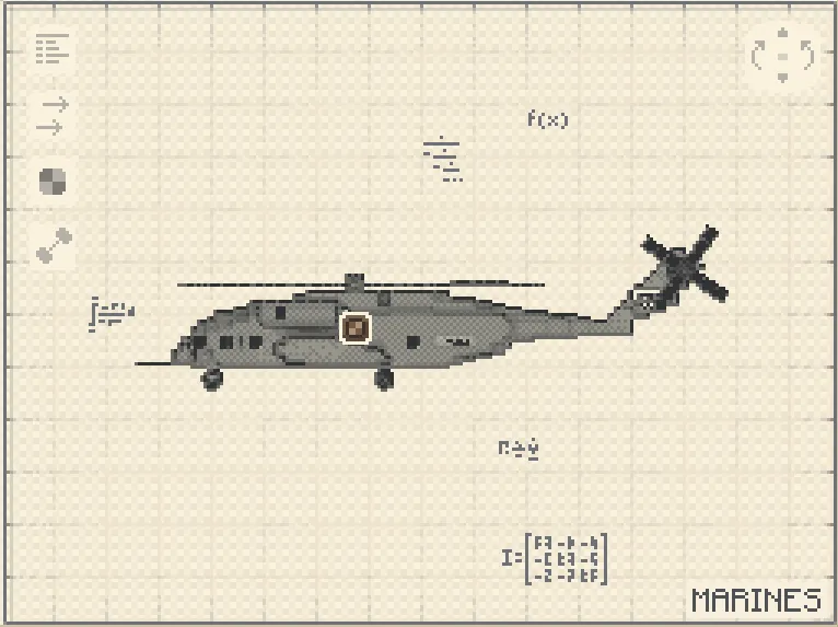 Ch 53k King Stallion Schematic Screenshots 1 Side view of a gray CH 53K King Stallion helicopter schematic