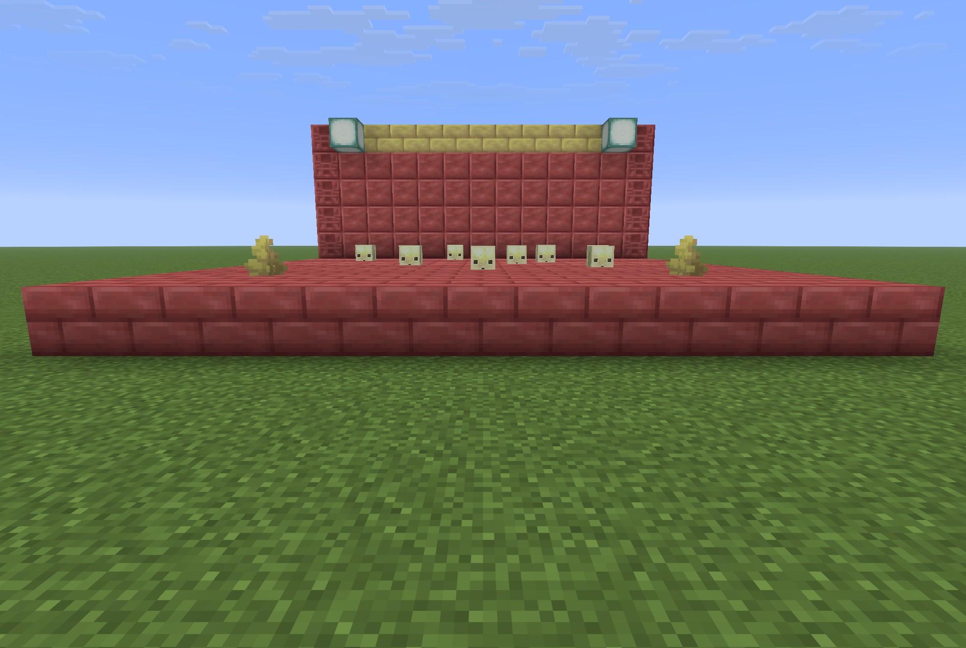 Chaos Cubed Mod Screenshot 2 A group of Sulfur Cubes on a cinnabar brick platform in Chaos Cubed