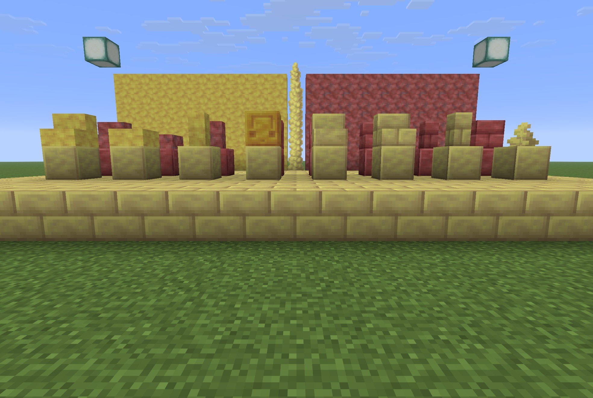 Chaos Cubed Mod Screenshot 4 Sulfur and cinnabar decorative blocks: bricks, stairs, slabs, walls and spikes