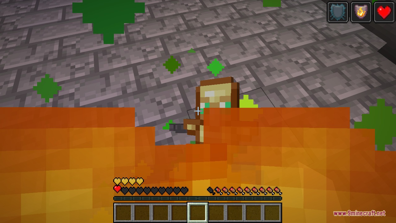 The totem revival animation appearing as the player climbs out of lava, saved without ever holding the totem in hand