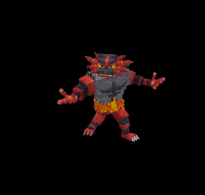 Incineroar model standing in a battle pose with a flaming belt detail