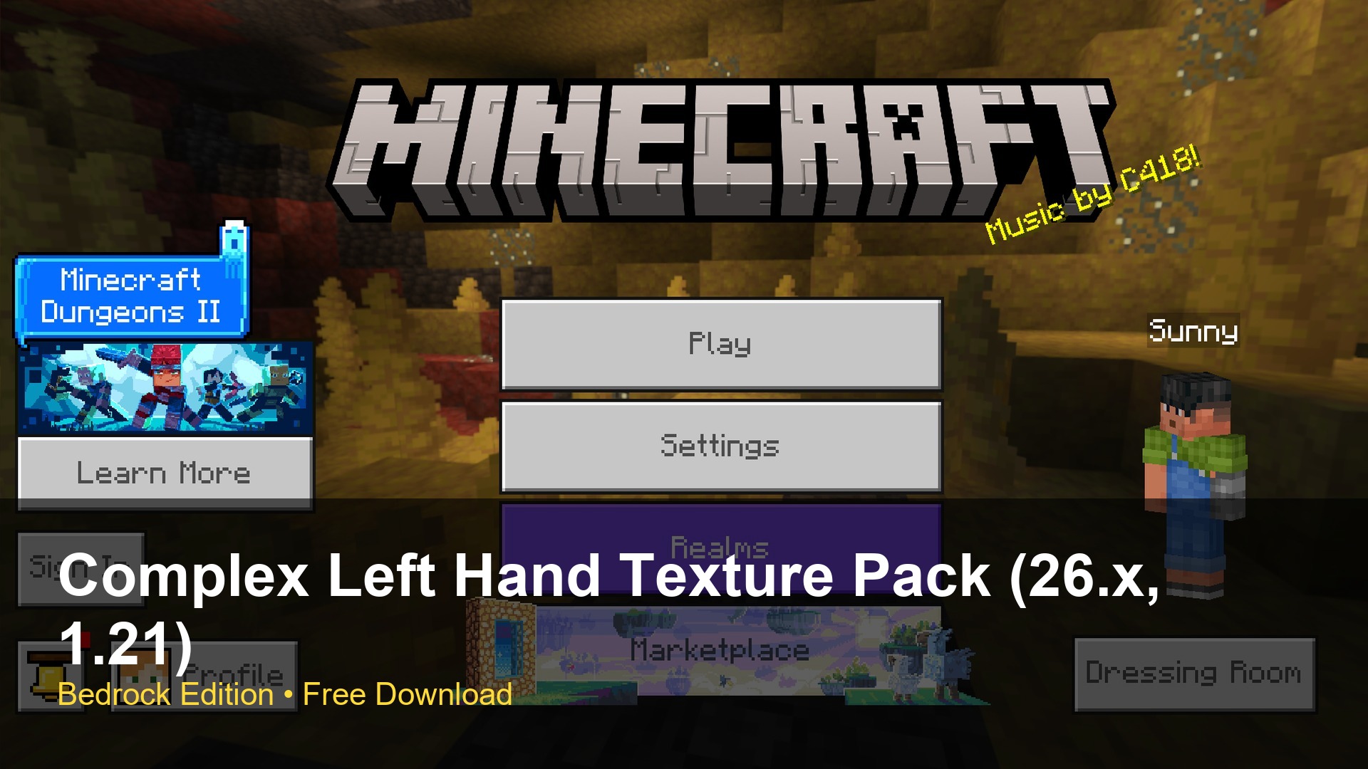 Complex Left Hand Texture Pack (26.x, 1.21) – True First Person Offhand