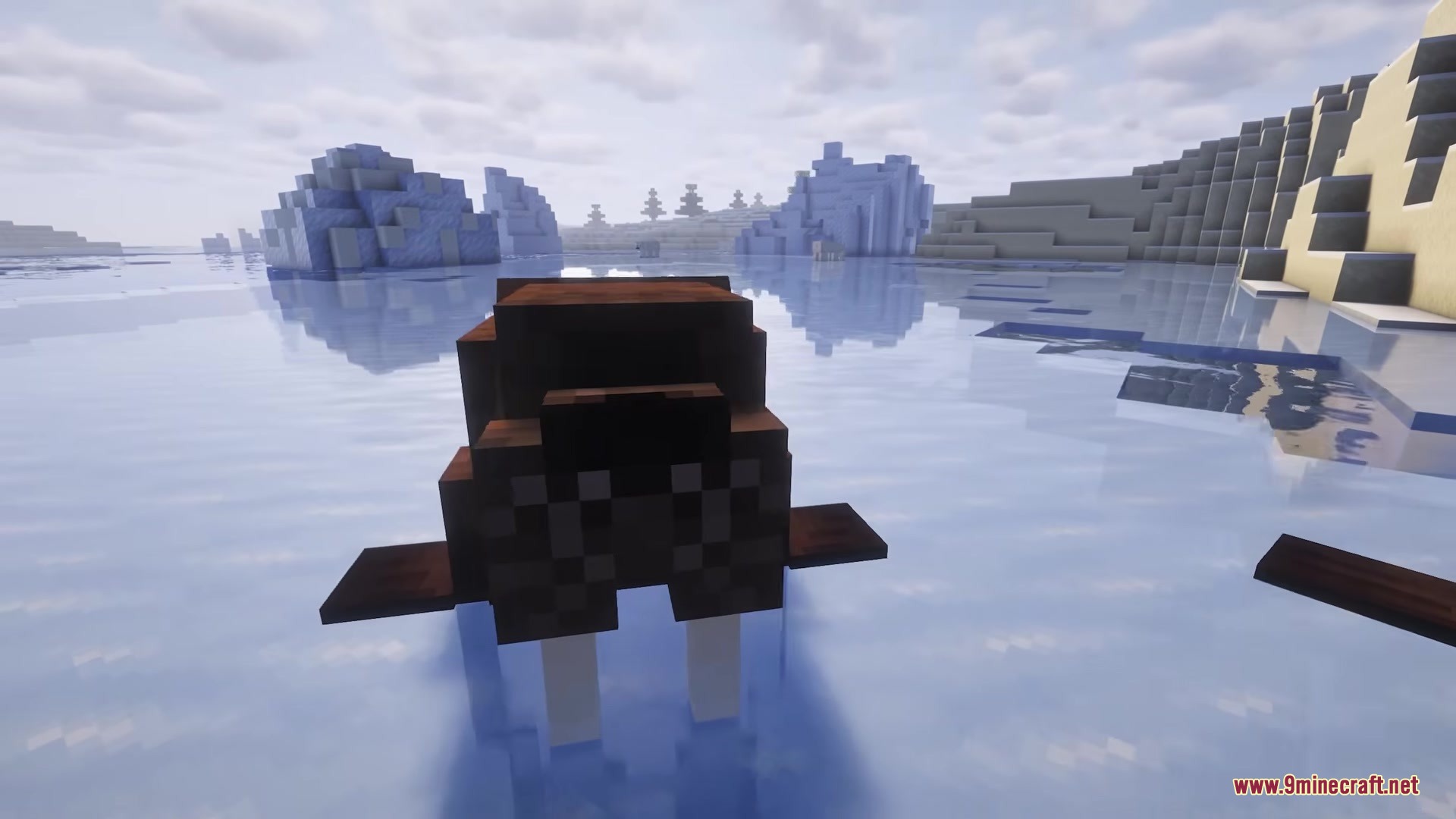 Cube Animals Mod Screenshot 4 Close up view of a walrus face in a snowy Minecraft biome