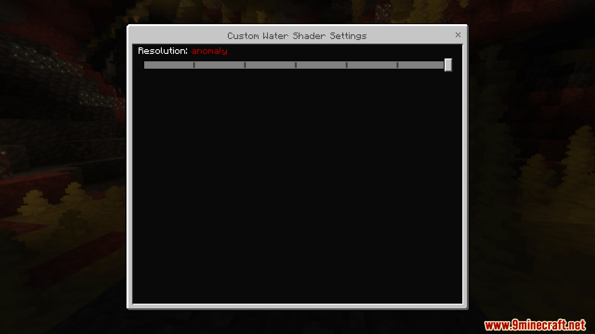 Settings menu with a slider to select different water styles for the world