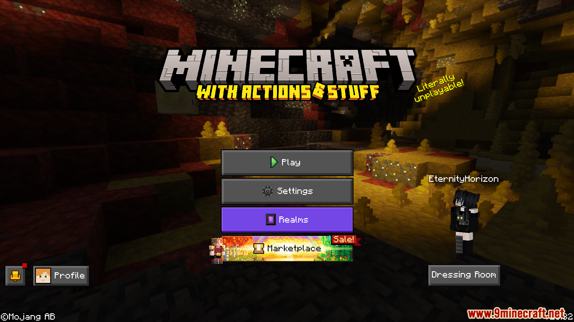 Main home screen of the game updated with a dark grey color theme