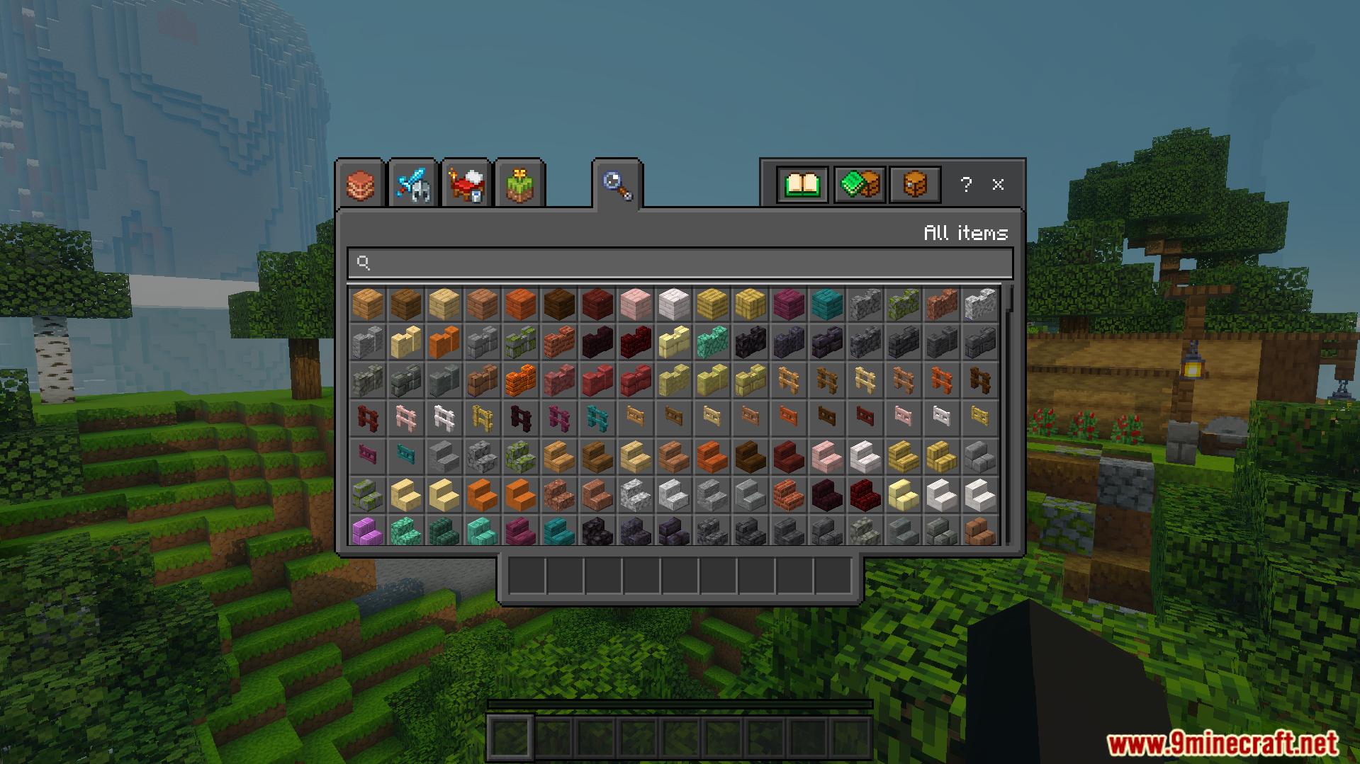 Dark UI Mode Texture Pack updates the creative inventory screen to dark grey