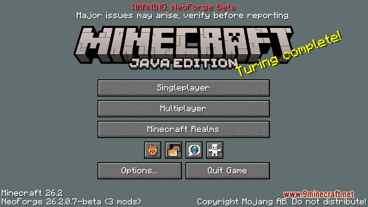 Decorative Blocks 9minecraft Mod Screenshot 1 Minecraft Java Edition main menu screen showing the mod loader warning message