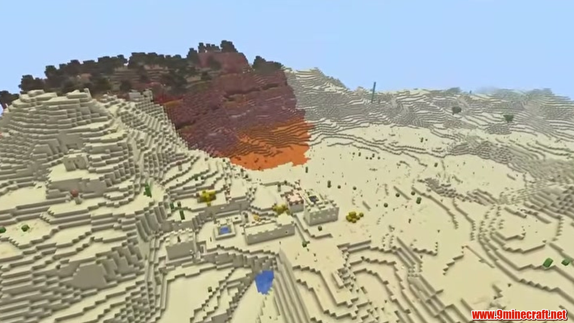 Badlands Border and Desert Expanse in Minecraft seed -8717159758286923863