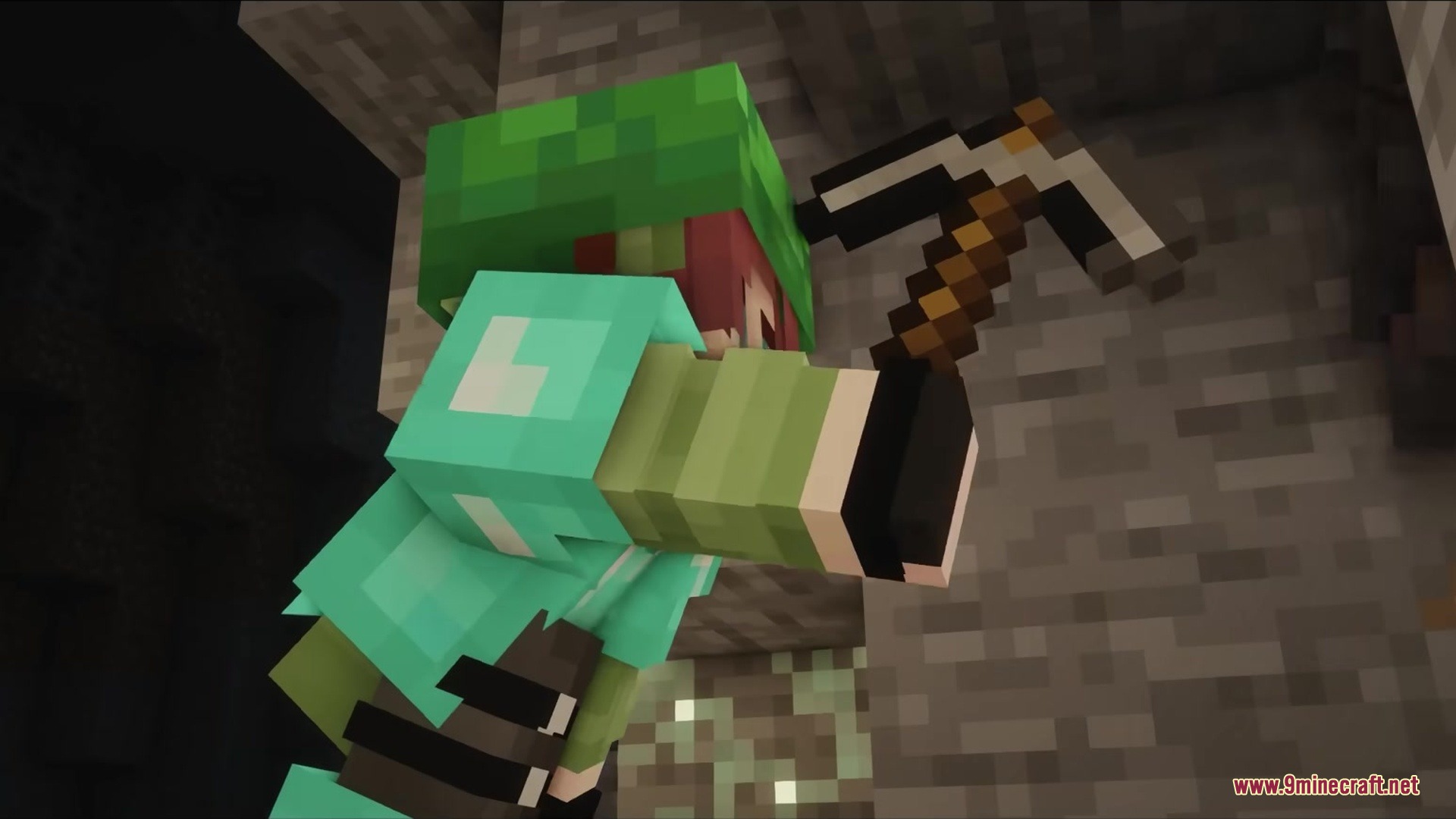 Detailed Animations Tester Resource Pack Screenshot 18 Minecraft character mining stone with a pickaxe showing organic player movements