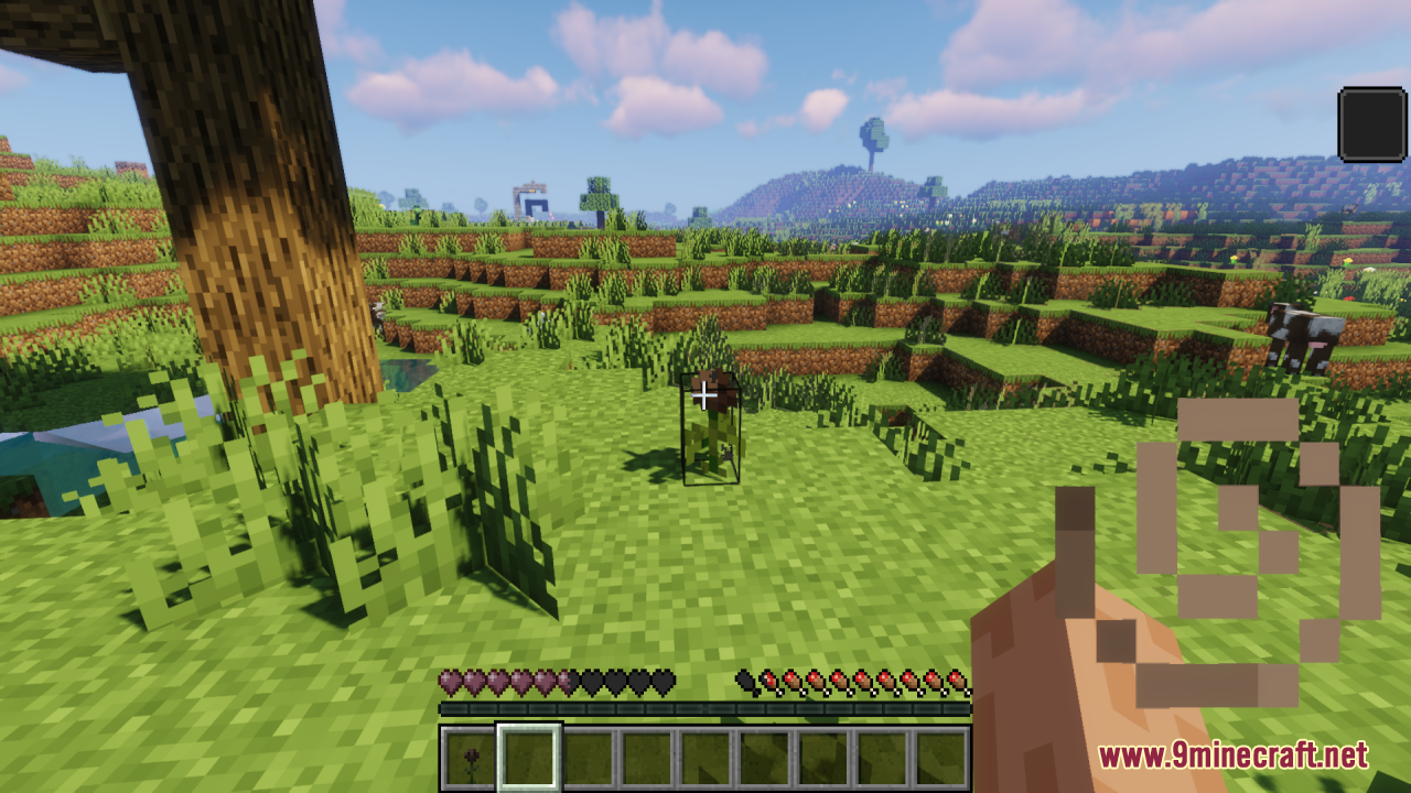Dev's Better Wither Hearts Resource Pack Screenshot 2 A Minecraft player looking at a flower while having the wither status effect