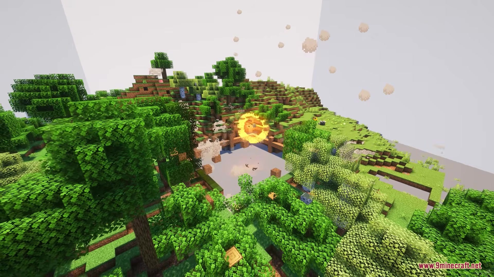 Didigetrobbed Mod Screenshot 5 A glowing yellow orb creates a small explosion in a lush green forest