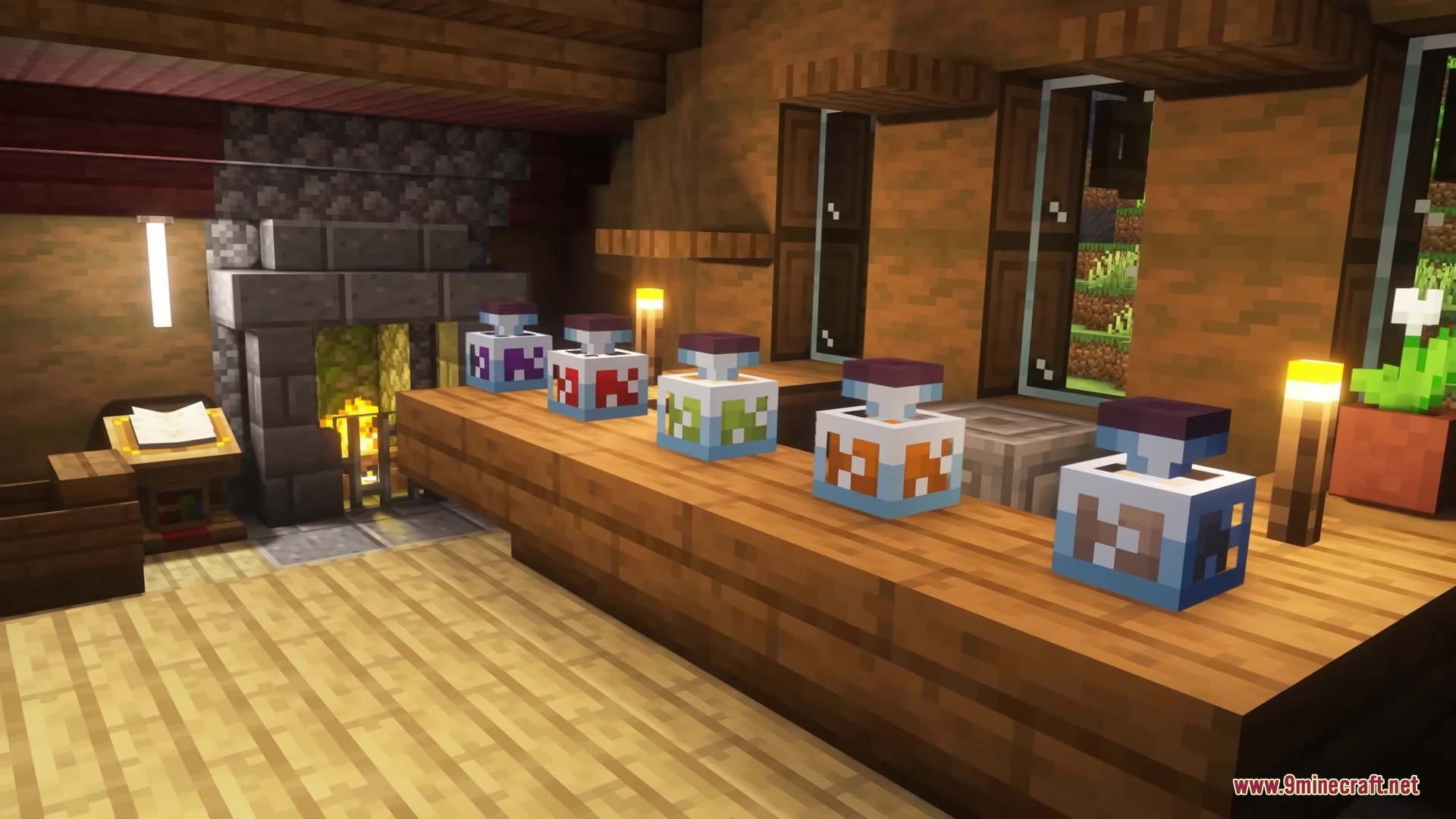 Dimensionreds Alchemy Resource Pack Screenshot 2 Dimensionreds Alchemy Resource Pack replaces flat potion bottles with detailed 3D models