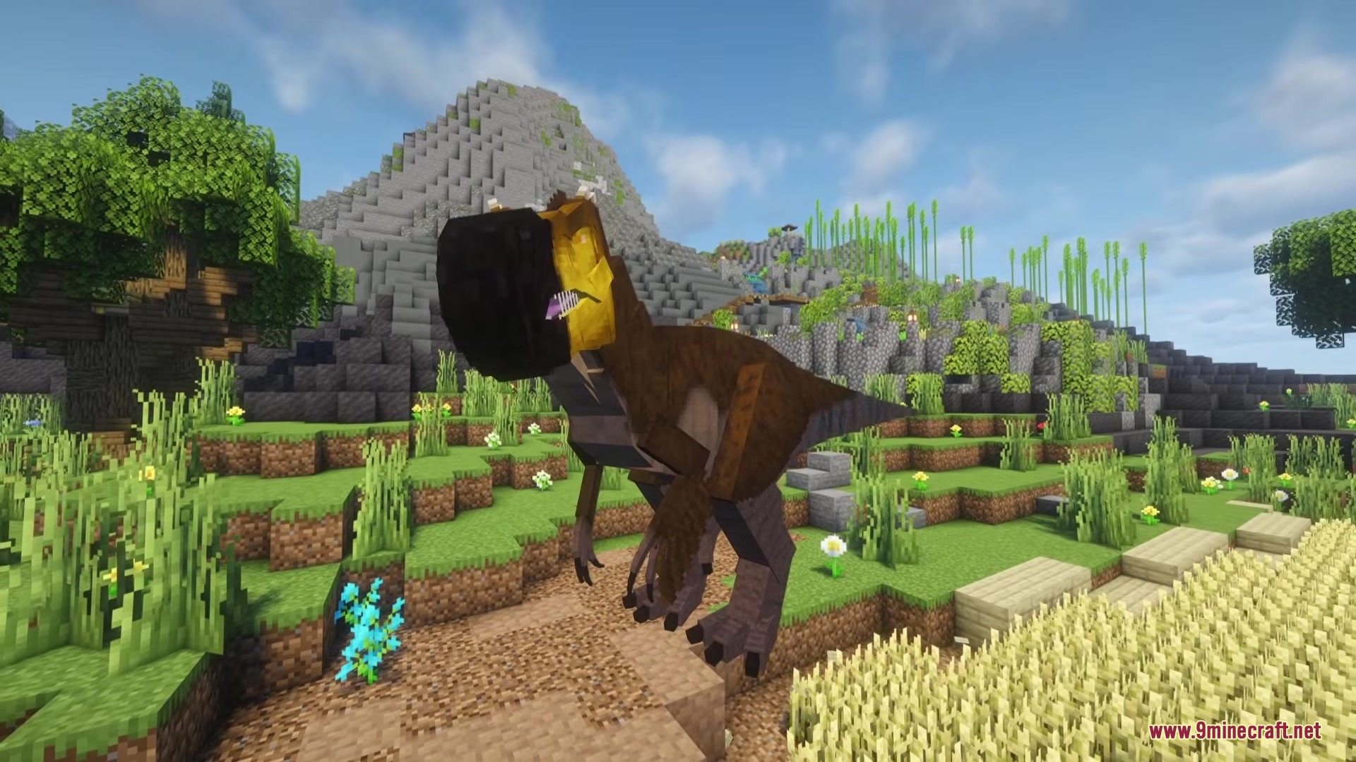 Dodo Rex Mod Screenshot 3 A giant Dodo Rex monster standing on a dirt path in Minecraft