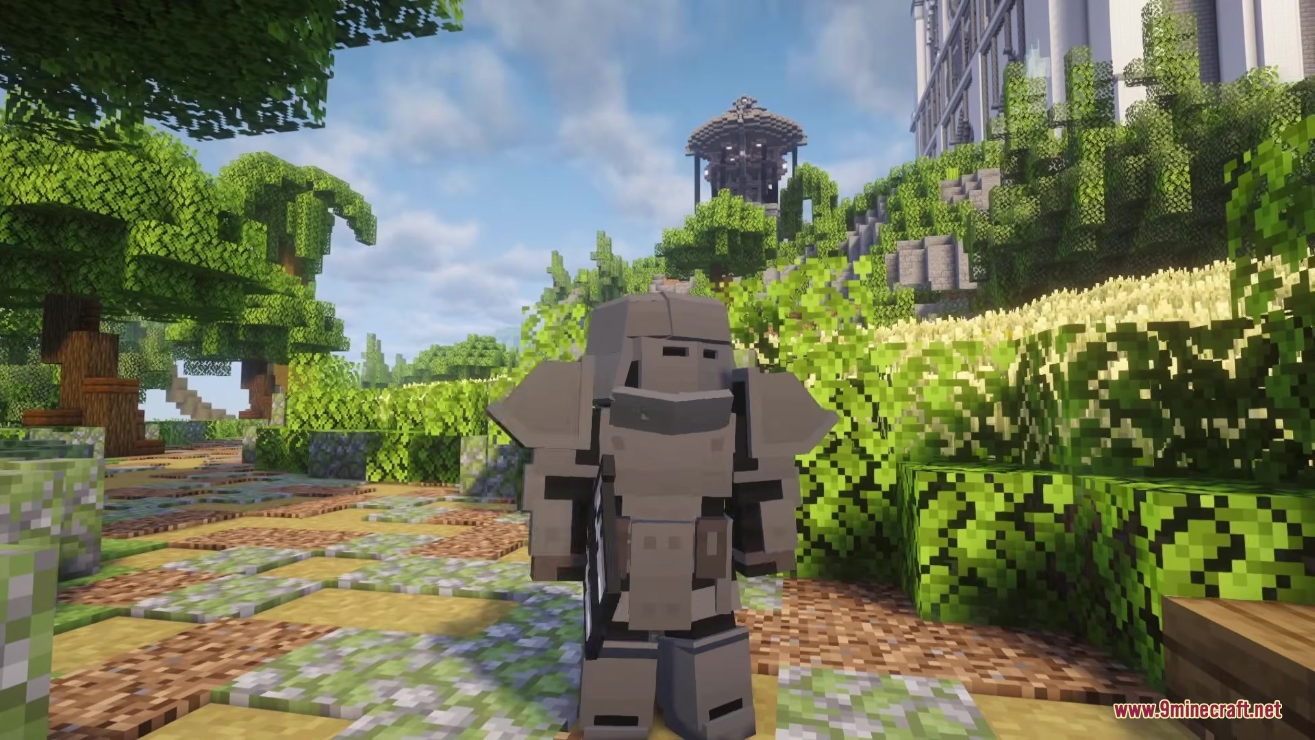 Doomsday Armors Mod Screenshot 4 A player wearing heavy grey power armor from the Doomsday Armors mod