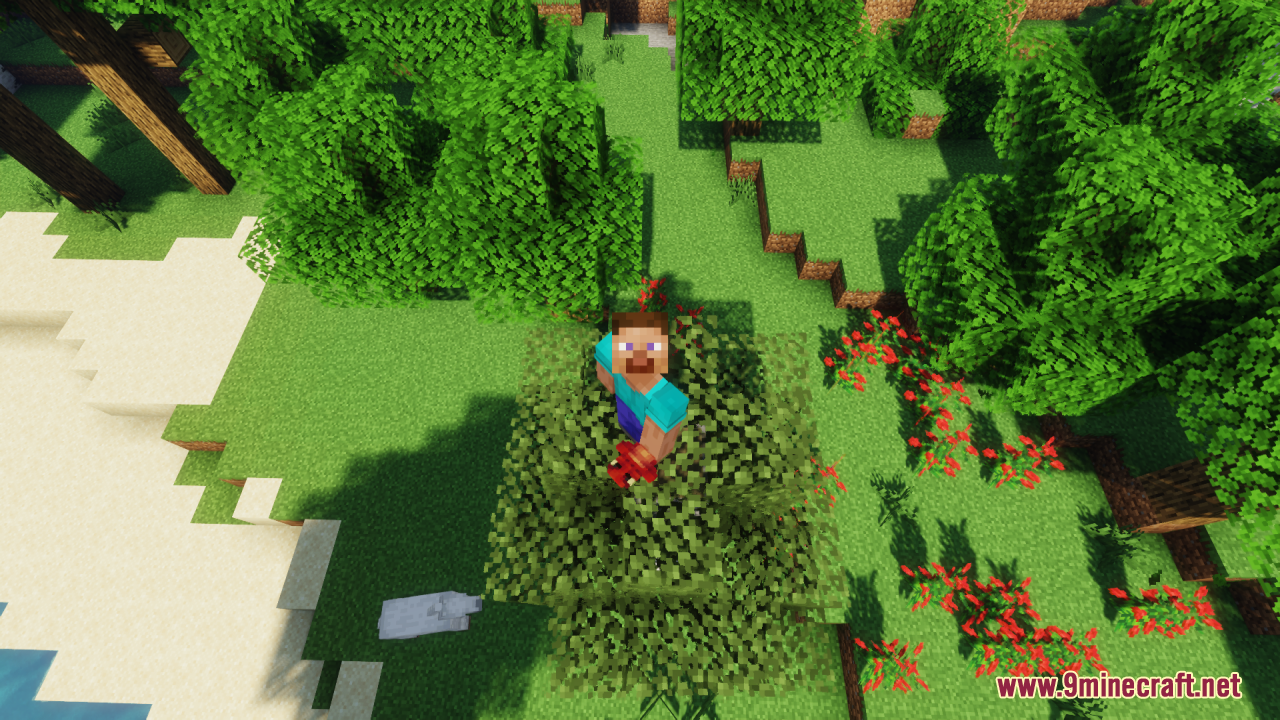 Dragon Totem of Undying Resource Pack Screenshot 3 Player holding a Dragon Totem of Undying while standing on tree leaves