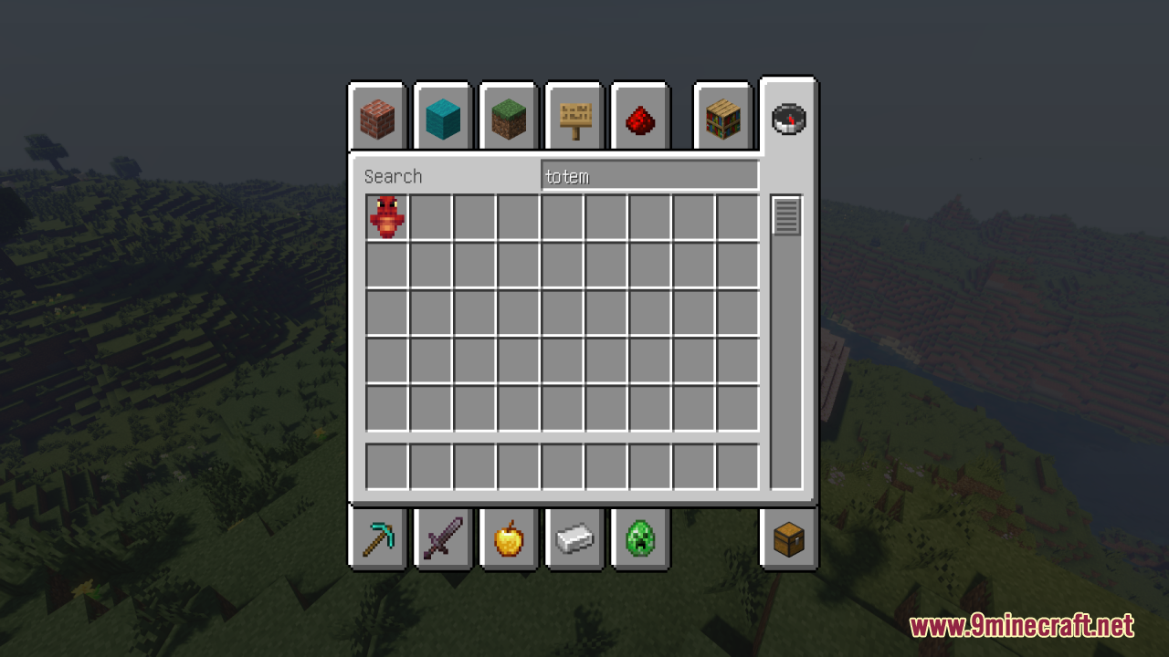 Dragon Totem of Undying Resource Pack Screenshot 6 A red dragon totem item shown in the creative inventory search menu