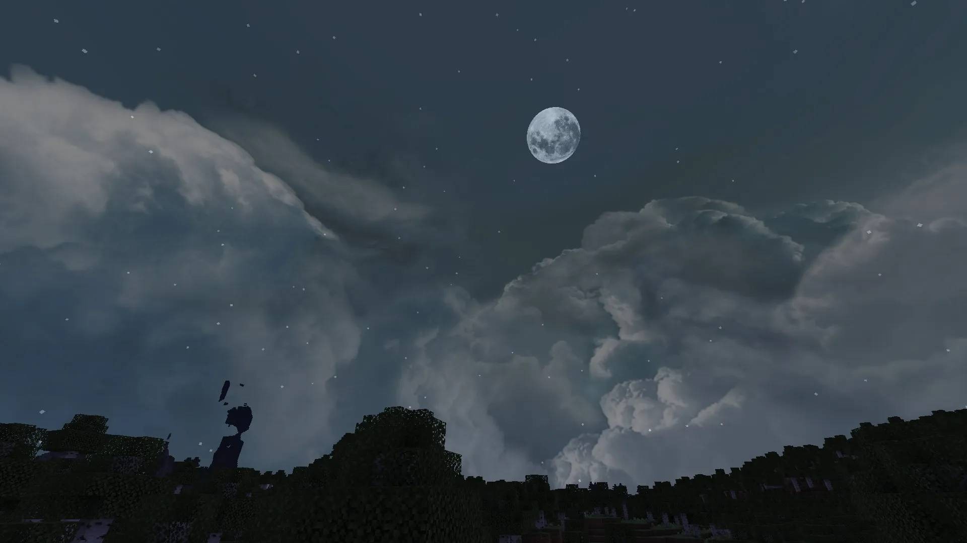 Dramatic Skys Shader Screenshot 3 Detailed full moon and stars shining through realistic clouds at night