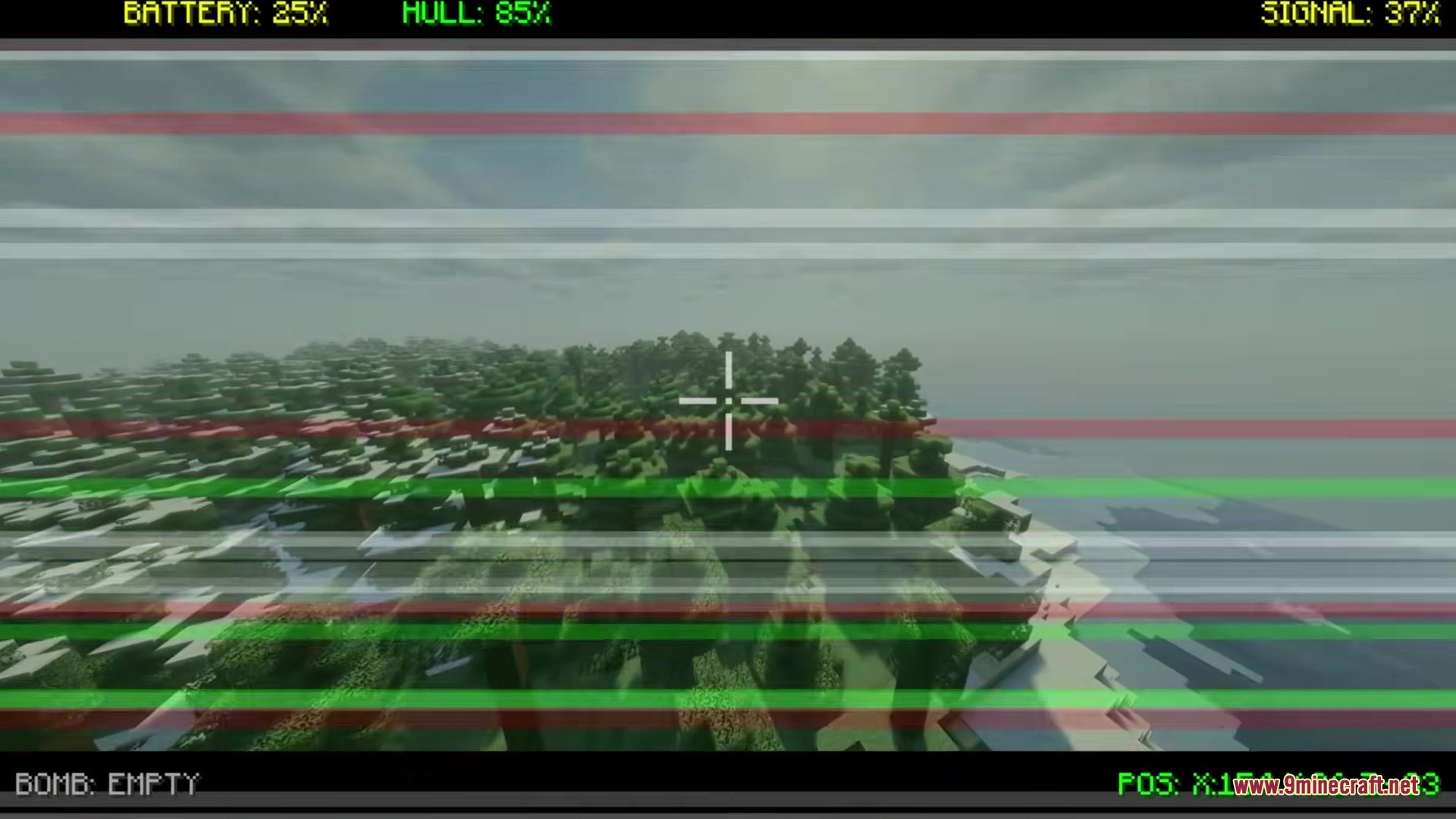 Drone FPV Mod Screenshot 3 Drone FPV Mod custom flight screen showing battery and signal loss effects