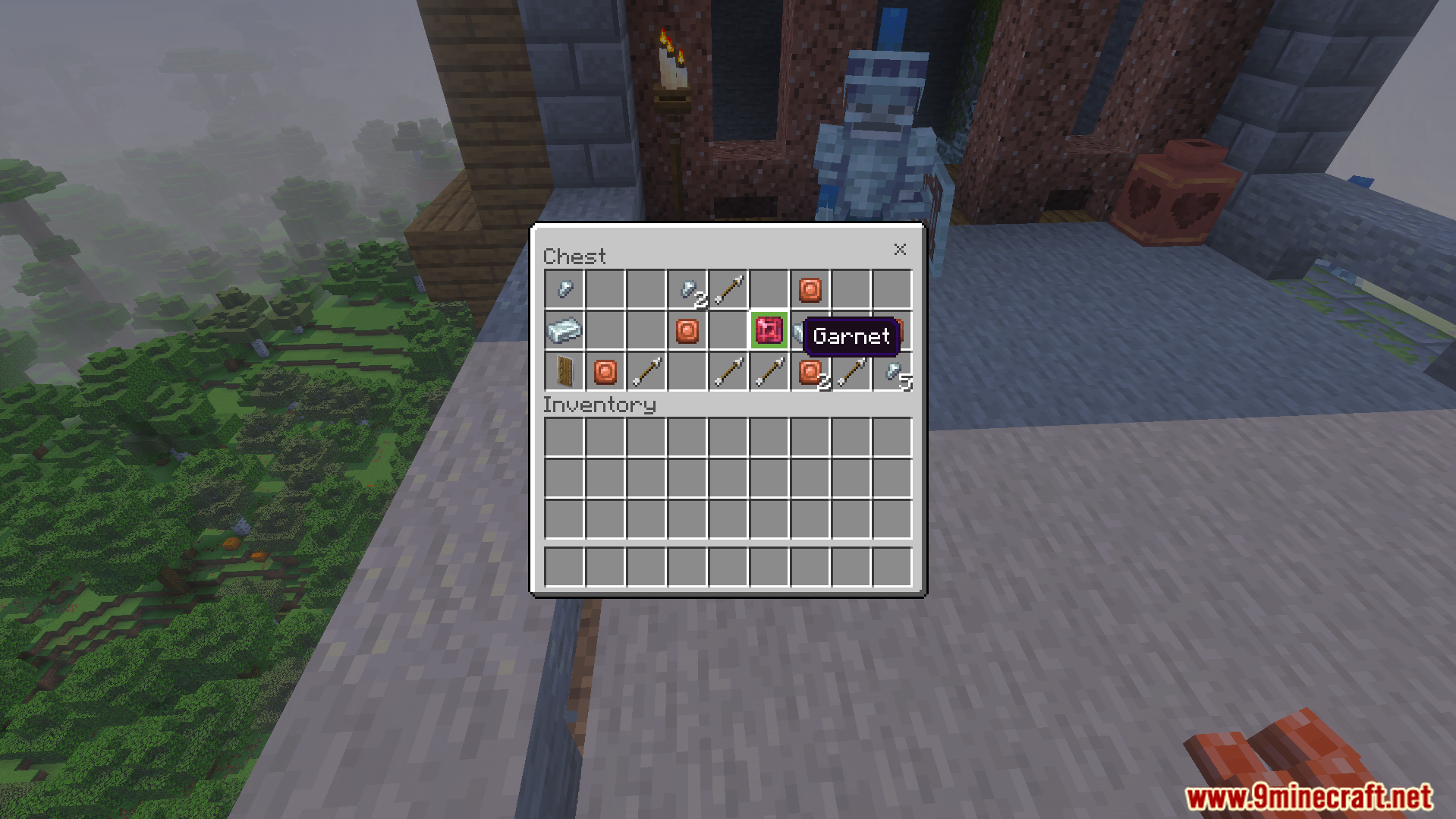 Dungeon Raiders Addon Screenshot 8 Chest interface displaying loot items including arrows coins and a garnet gemstone